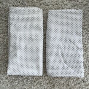 Pottery Barn Kids White and Lilac Purple Embroidered Polka Dot Curtain Panels